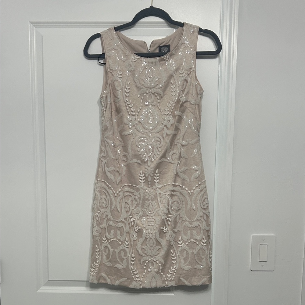 Vince Camuto Cream Embroidered Mini Dress